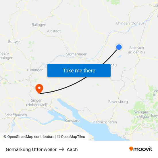 Gemarkung Uttenweiler to Aach map