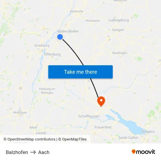 Balzhofen to Aach map