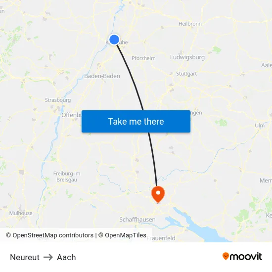 Neureut to Aach map