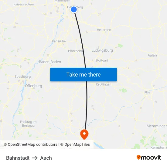 Bahnstadt to Aach map