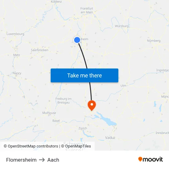 Flomersheim to Aach map
