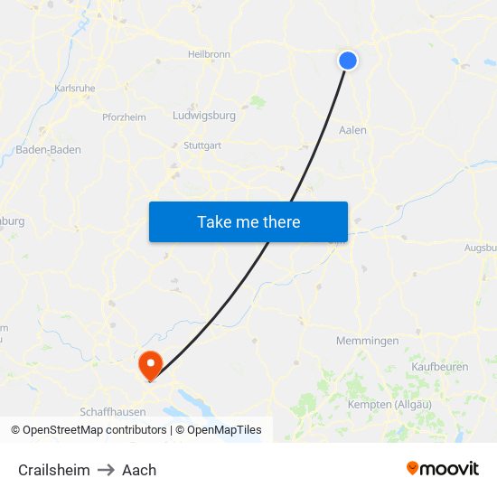 Crailsheim to Aach map