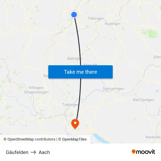 Gäufelden to Aach map