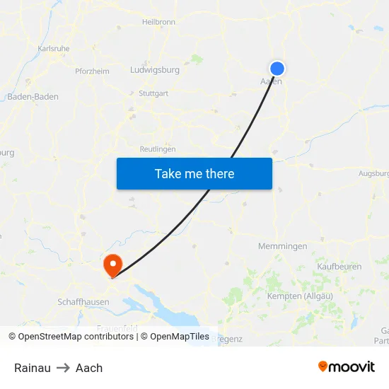 Rainau to Aach map