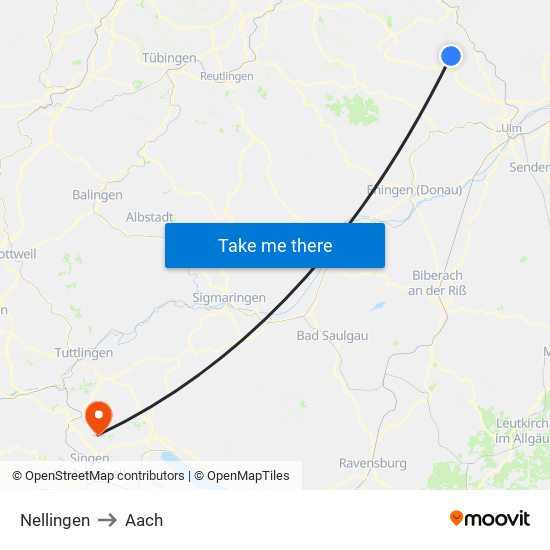 Nellingen to Aach map