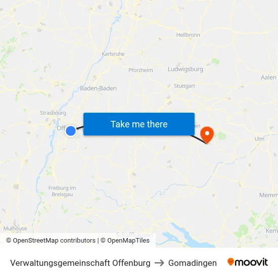Verwaltungsgemeinschaft Offenburg to Gomadingen map