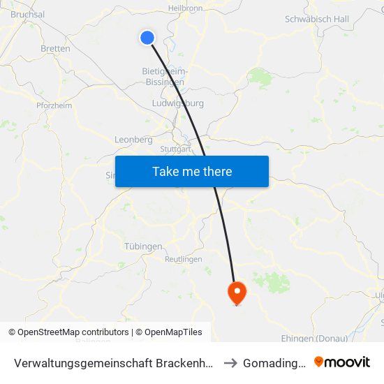 Verwaltungsgemeinschaft Brackenheim to Gomadingen map