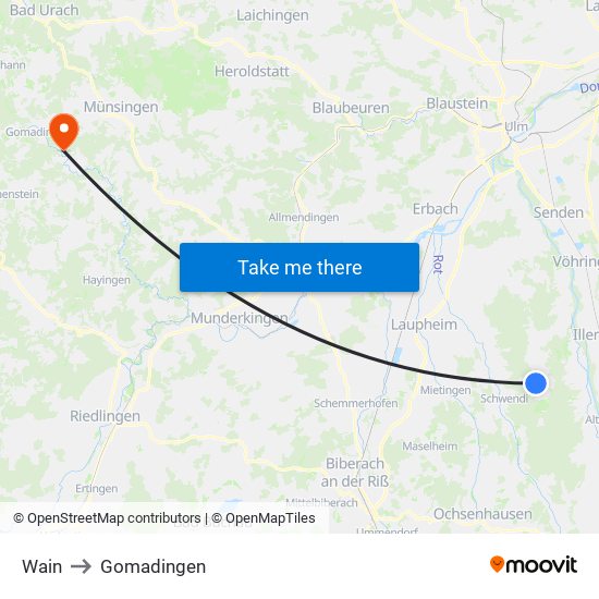 Wain to Gomadingen map