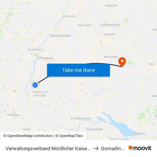 Verwaltungsverband Nördlicher Kaiserstuhl to Gomadingen map