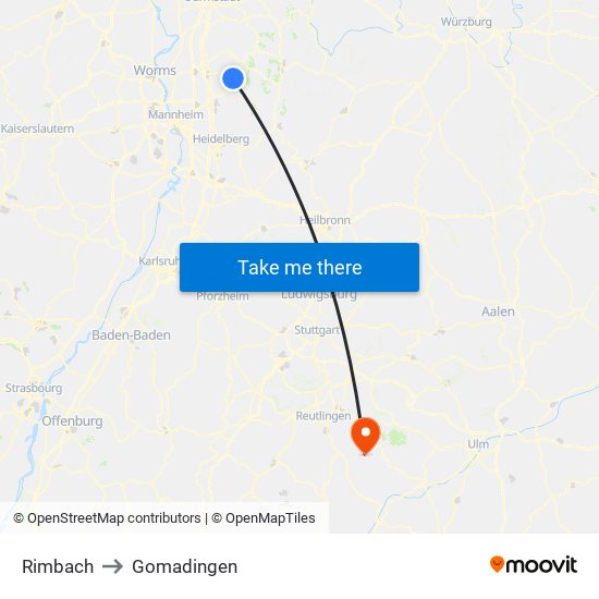 Rimbach to Gomadingen map