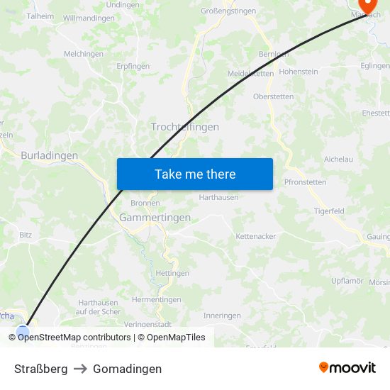 Straßberg to Gomadingen map