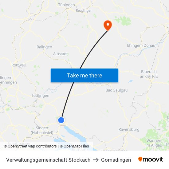 Verwaltungsgemeinschaft Stockach to Gomadingen map