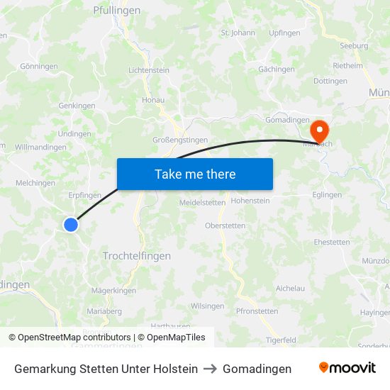 Gemarkung Stetten Unter Holstein to Gomadingen map