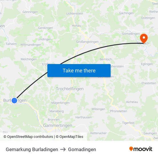 Gemarkung Burladingen to Gomadingen map
