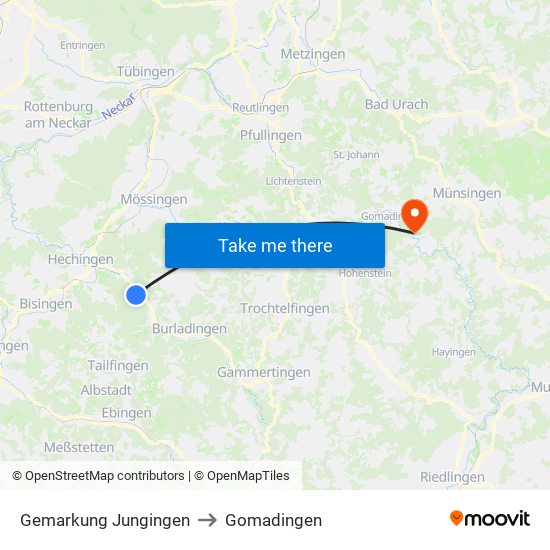 Gemarkung Jungingen to Gomadingen map