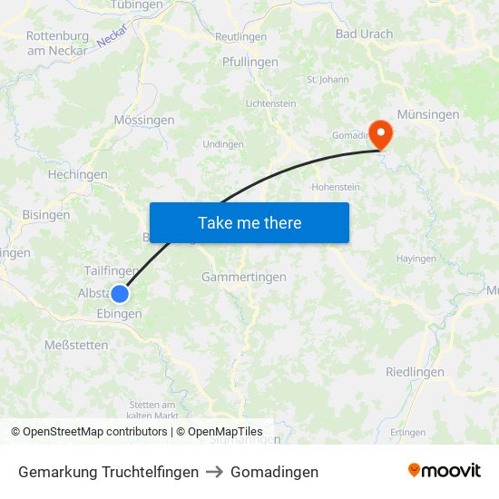 Gemarkung Truchtelfingen to Gomadingen map