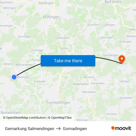 Gemarkung Salmendingen to Gomadingen map