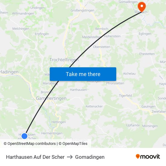 Harthausen Auf Der Scher to Gomadingen map