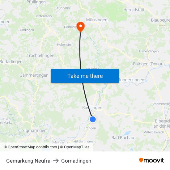 Gemarkung Neufra to Gomadingen map