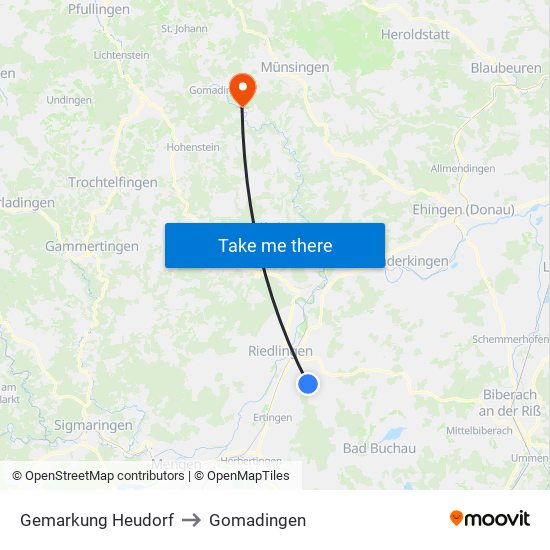 Gemarkung Heudorf to Gomadingen map