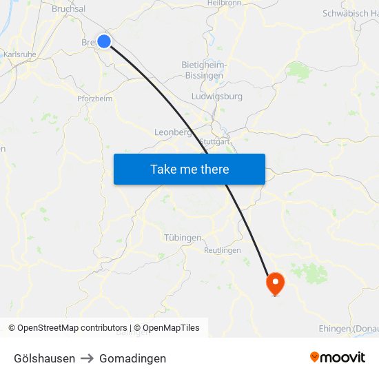 Gölshausen to Gomadingen map