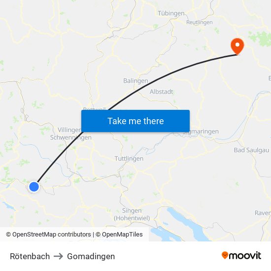 Rötenbach to Gomadingen map