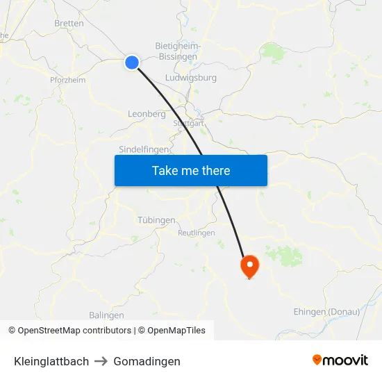 Kleinglattbach to Gomadingen map