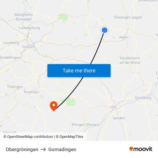 Obergröningen to Gomadingen map