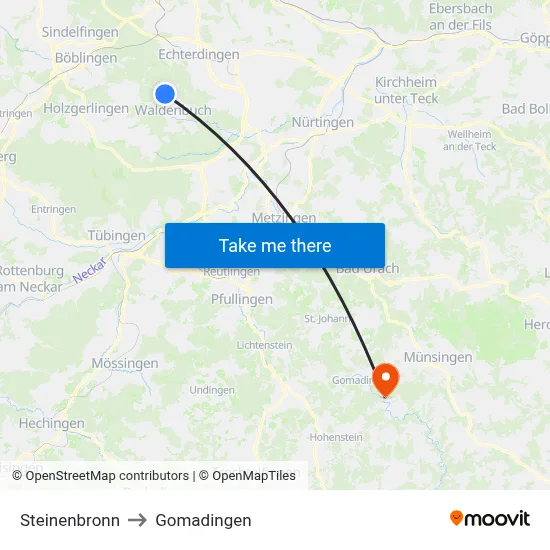 Steinenbronn to Gomadingen map