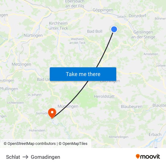 Schlat to Gomadingen map