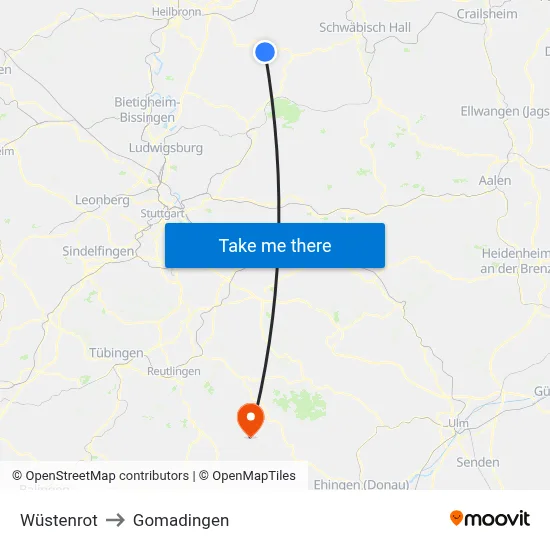 Wüstenrot to Gomadingen map