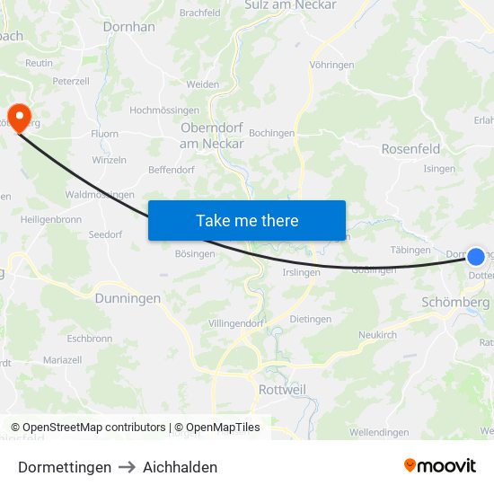 Dormettingen to Aichhalden map