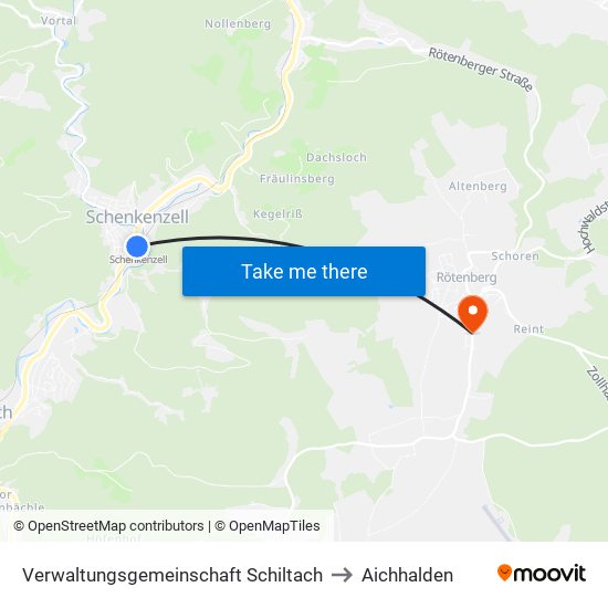 Verwaltungsgemeinschaft Schiltach to Aichhalden map