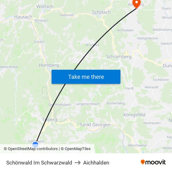 Schönwald Im Schwarzwald to Aichhalden map