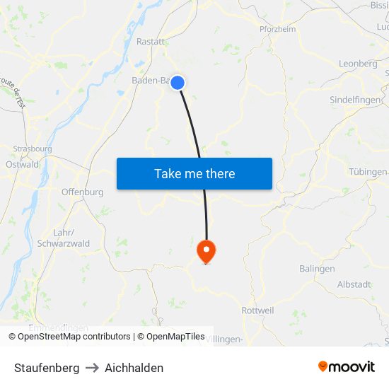 Staufenberg to Aichhalden map