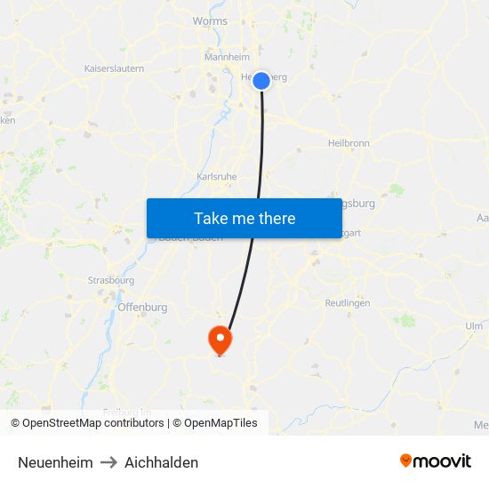 Neuenheim to Aichhalden map