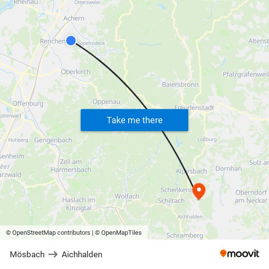 Mösbach to Aichhalden map