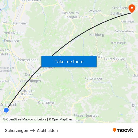 Scherzingen to Aichhalden map