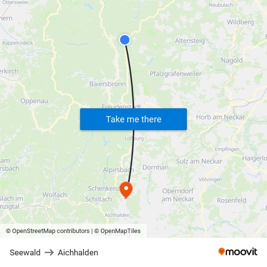 Seewald to Aichhalden map