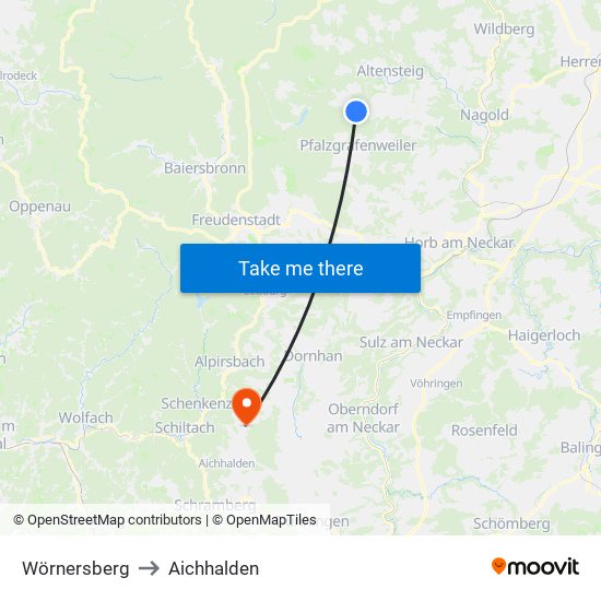 Wörnersberg to Aichhalden map