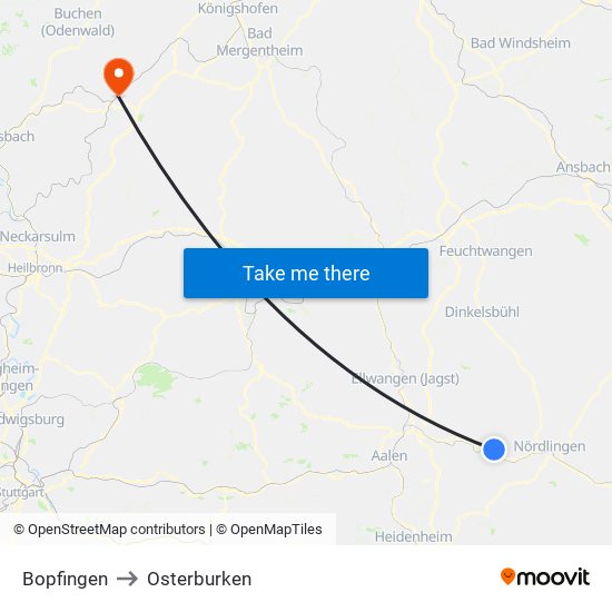 Bopfingen to Osterburken map
