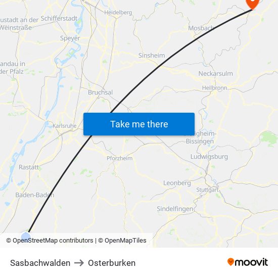 Sasbachwalden to Osterburken map