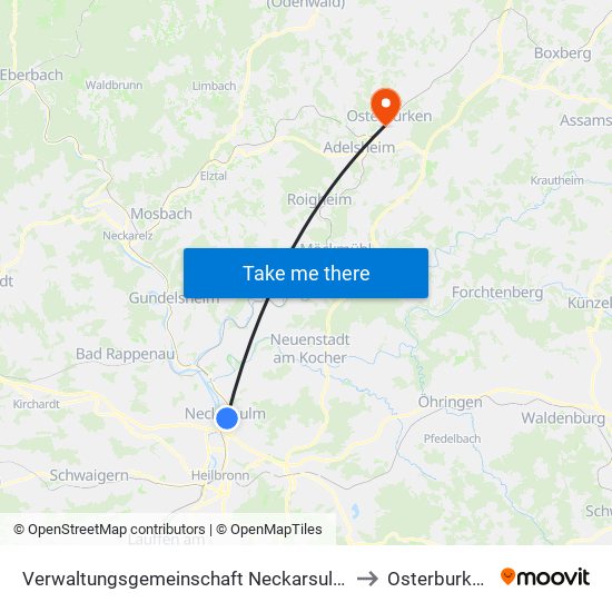 Verwaltungsgemeinschaft Neckarsulm to Osterburken map