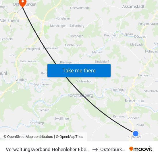 Verwaltungsverband Hohenloher Ebene to Osterburken map