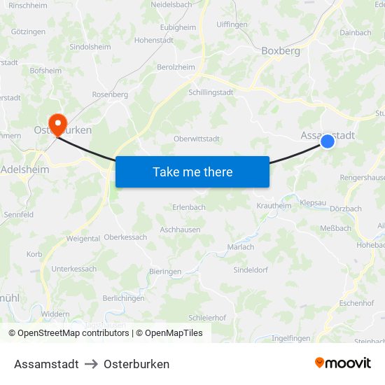 Assamstadt to Osterburken map