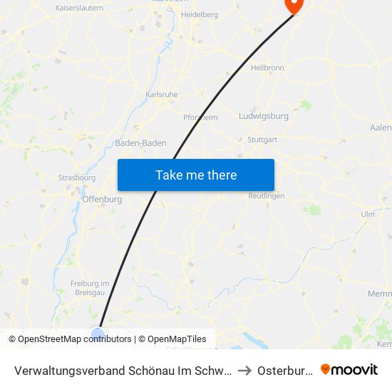 Verwaltungsverband Schönau Im Schwarzwald to Osterburken map