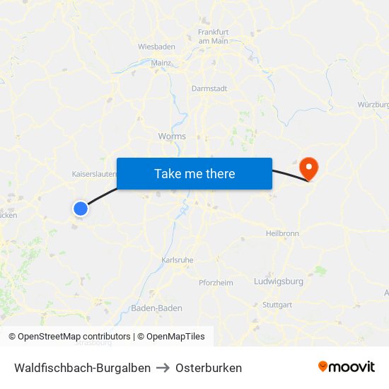 Waldfischbach-Burgalben to Osterburken map