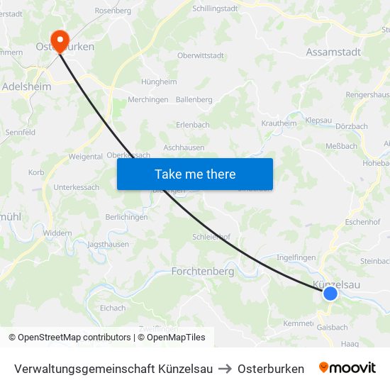 Verwaltungsgemeinschaft Künzelsau to Osterburken map