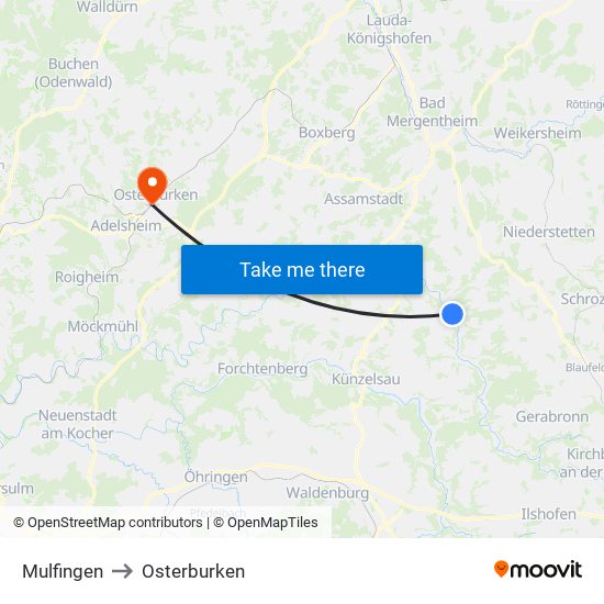Mulfingen to Osterburken map