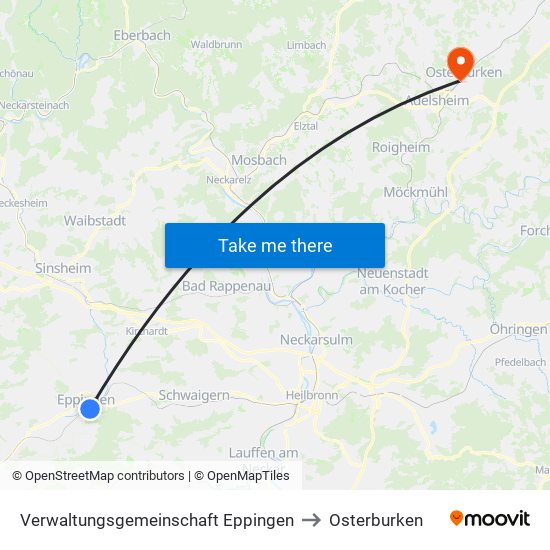Verwaltungsgemeinschaft Eppingen to Osterburken map